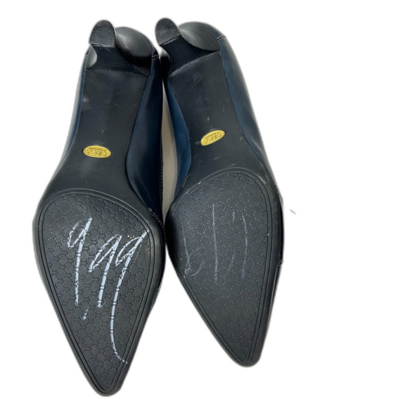 Joan & David Presley Navy Blue Leather Patent Leather Loafer Style Pumps Size 9M - Picture 12 of 15